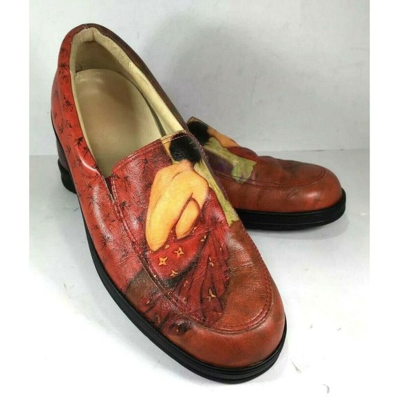 ITALIAN Multicolor Leather 'Woman in a Red Dress' Flat Loafer Shoes - Size 8 M - Picture 7 of 12